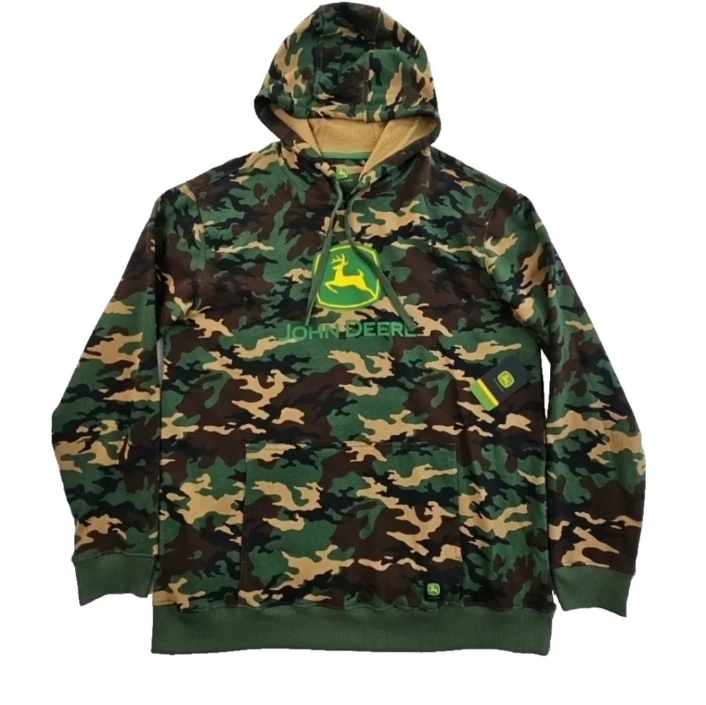 John Deere Men’s Camo Pullover Hoodie Green Brown Sz S NWT - Picture 1 of 5